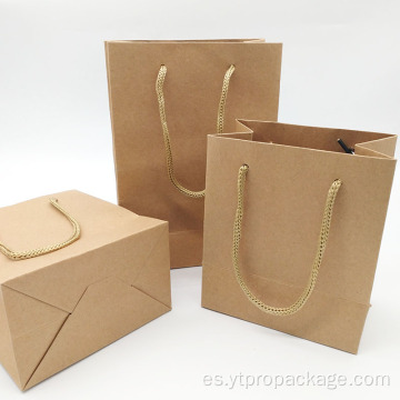 Kraft marrón con asa Bolsa de papel con logotipo personalizado